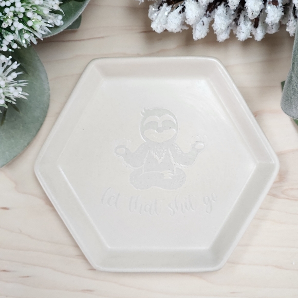 Laser Engraved Trinket Tray - Let That Shit Go - Picture 1 of 10